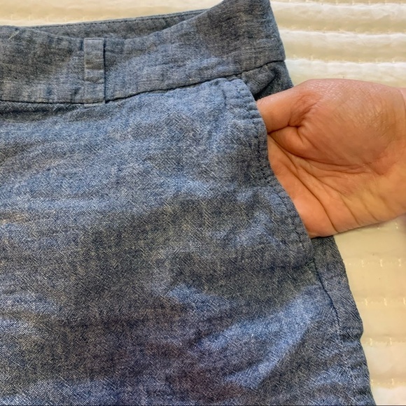 LOFT Outlet Blue Chambray Flat Front 4" Shorts - Picture 4 of 7